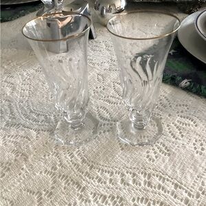 SOLD!Two Antique Pressed Glass Toasting Glasses